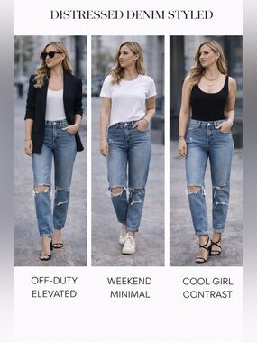 Maje Distressed Boyfriend Jeans | Relaxed Fit | Light Wash Cool-Girl Denim